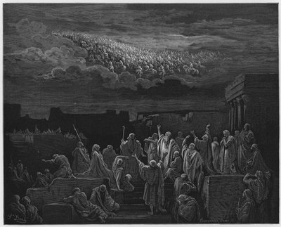 La aparición del ejército en los cielos de Gustave Dore